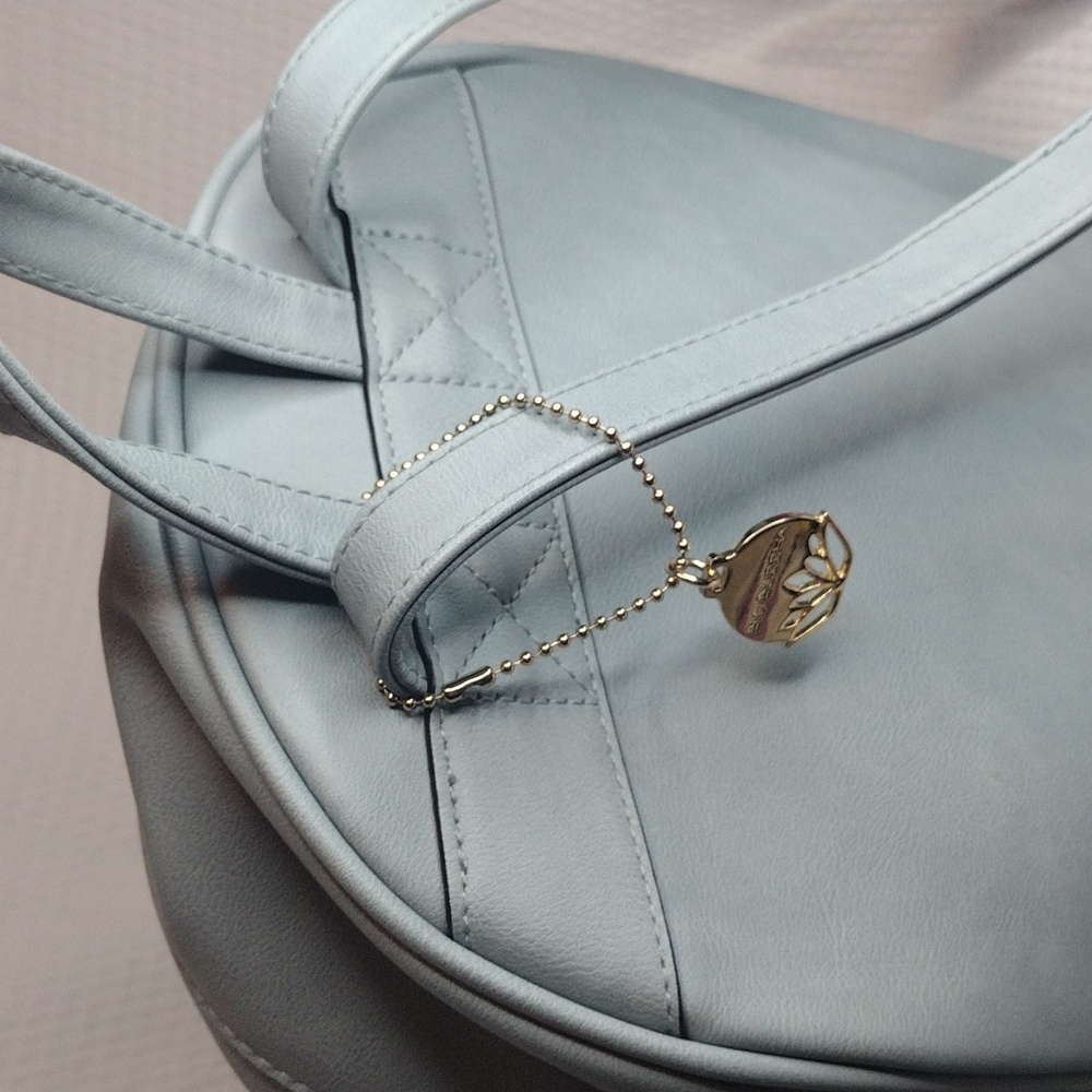 Big Buddha Light Gray-Blue Backpack with Gold Zippers - Picture 5 of 13